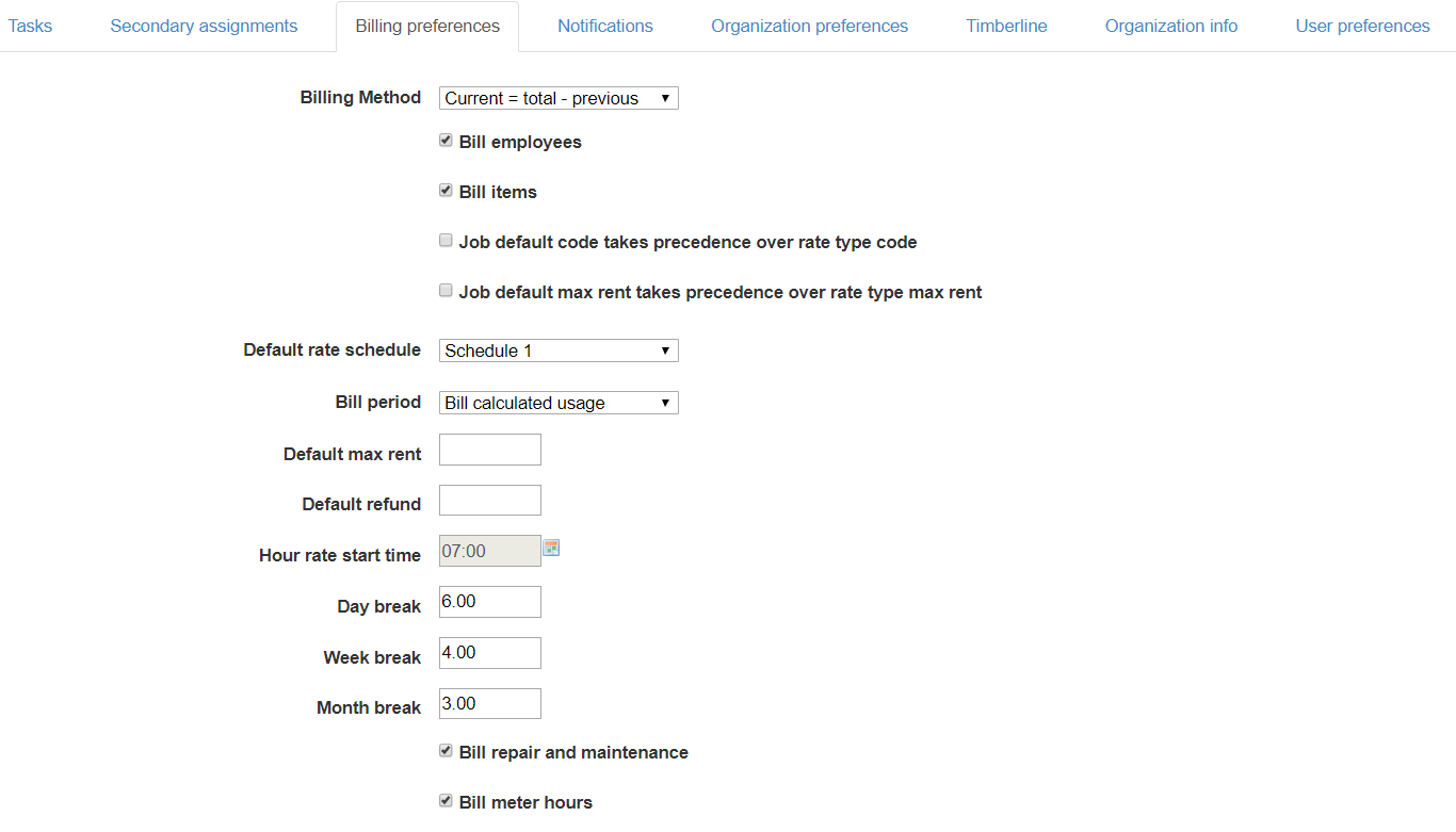 Billing preferences