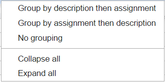 Grouping menu