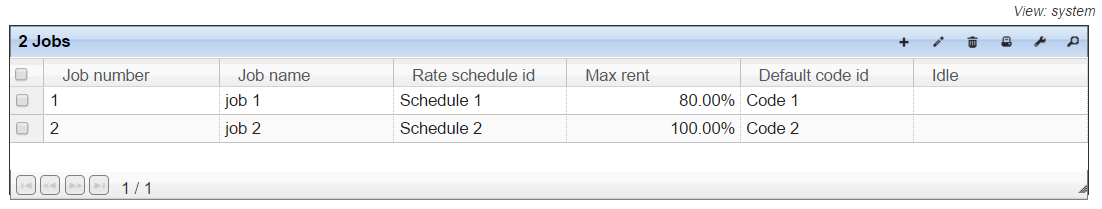 Jobs grid system view