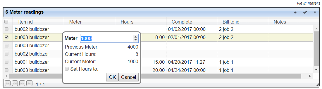 Meter readings
