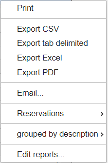 Item assignments report menu