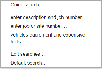 Details grid searches menu