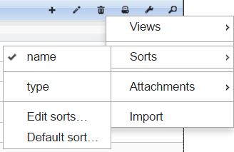 Descriptions grid sorts menu