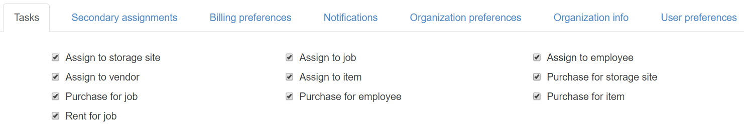Task preferences