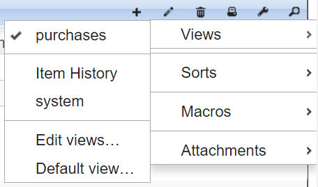 Details grid views menu